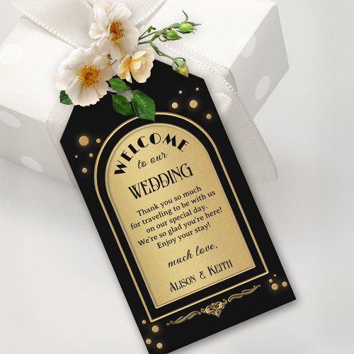 Black Gold Confetti Wedding Gift Tags