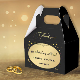 Black Gold Confetti Wedding Thank You Favor Boxes