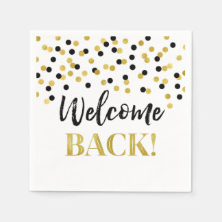 Black Gold Confetti Welcome Back Napkins