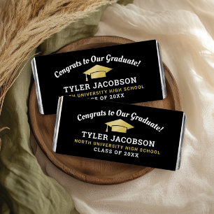Black Gold Congrats Graduate Graduation Hershey Bar Favors