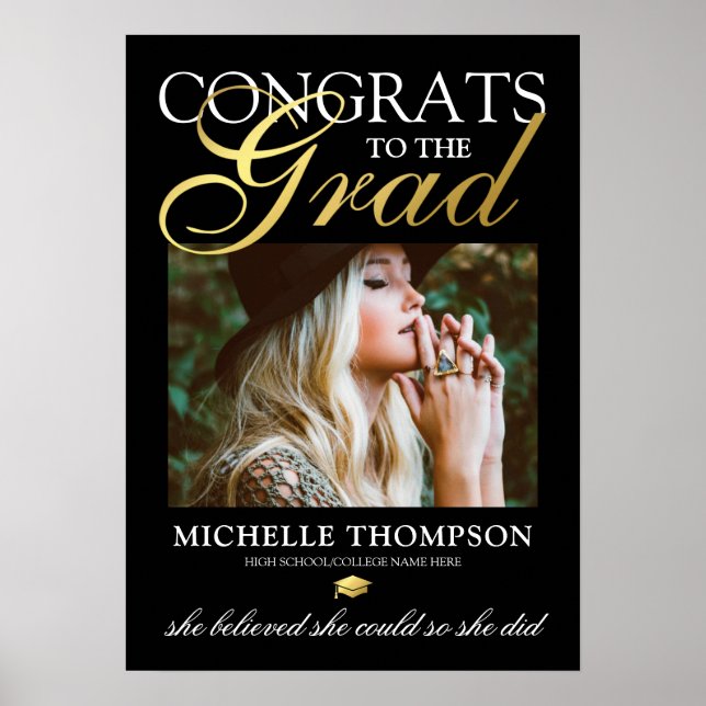 Black Gold Congrats Graduate Poster (Front)