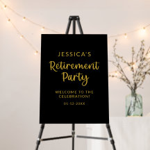Black Gold Congrats Retirement Party Welcome Sign