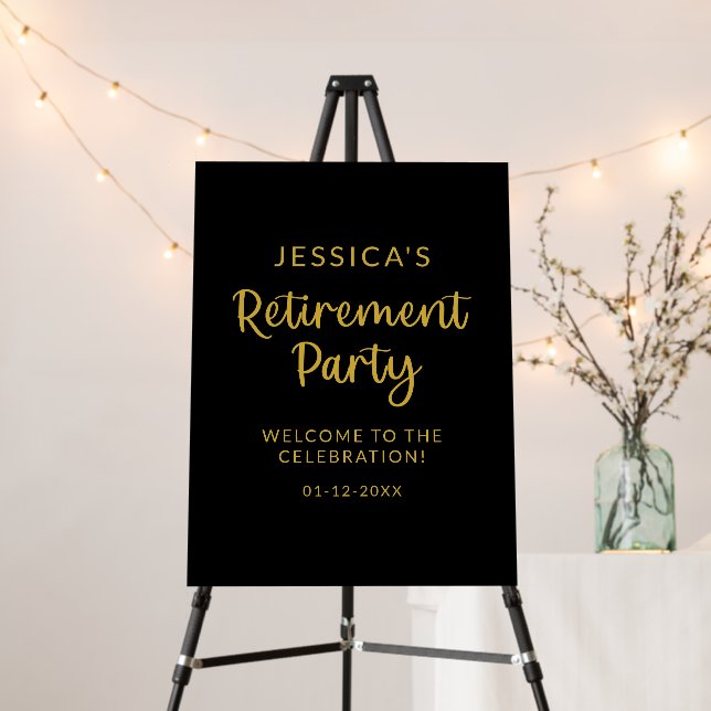 Black Gold Congrats Retirement Party Welcome Sign (In Situ (Stand))