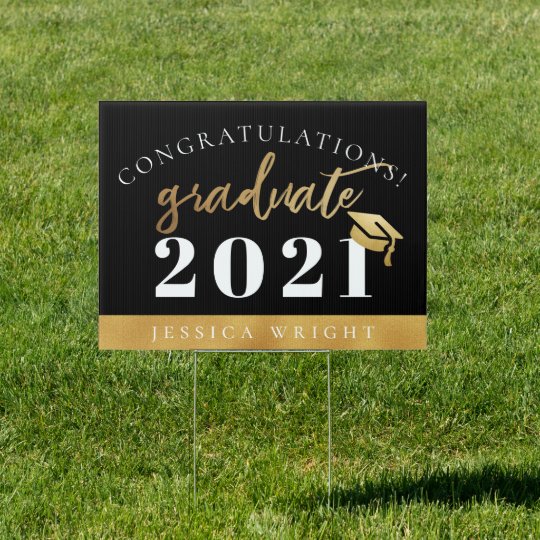 Black Gold Congratulation Graduate Graduation Yard Sign | Zazzle.com