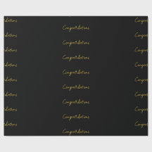 Black & Gold Congratulations Wrapping Paper