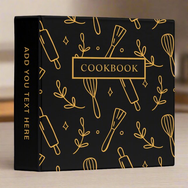 Black Gold Cookbook Kitchen Utensils Recipes  3 Ring Binder (Creator Uploaded)