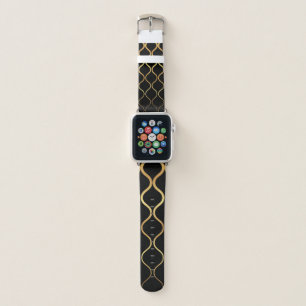 Black, gold, cool, trendy, retro abstract design apple watch band