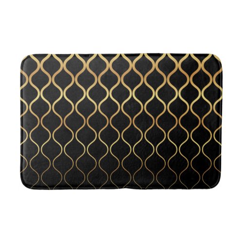 Black gold cool trendy retro abstract design bath mat