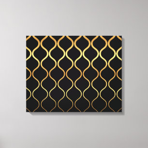 Black, gold, cool, trendy, retro abstract design canvas print