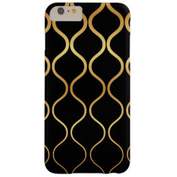 Black, gold, cool, trendy, retro abstract design barely there iPhone 6 plus case