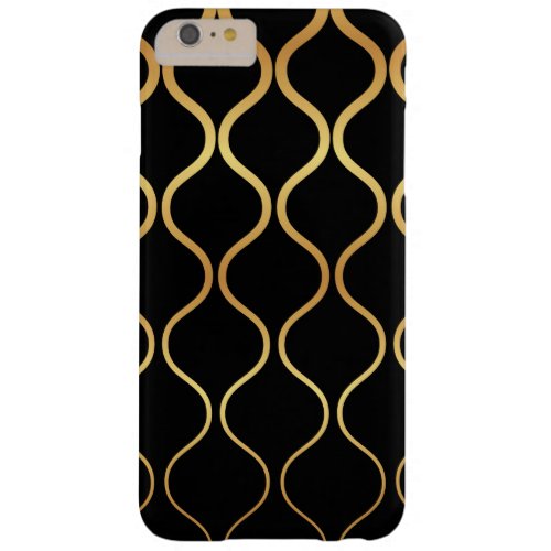 Black gold cool trendy retro abstract design barely there iPhone 6 plus case