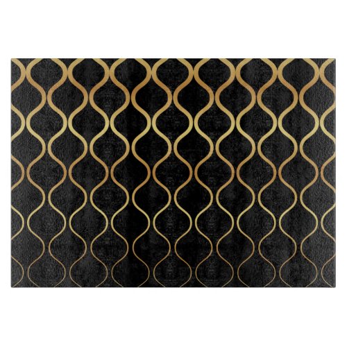 Black gold cool trendy retro abstract design cutting board