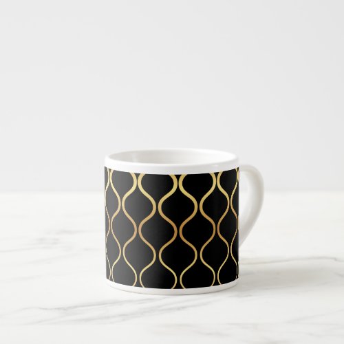 Black gold cool trendy retro abstract design espresso cup