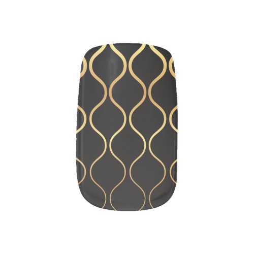 Black gold cool trendy retro abstract design minx nail art