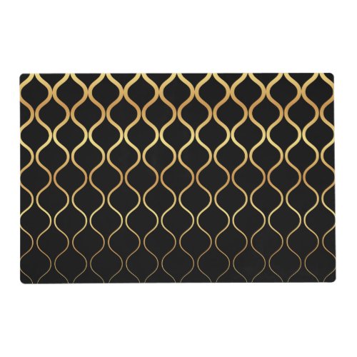 Black gold cool trendy retro abstract design placemat