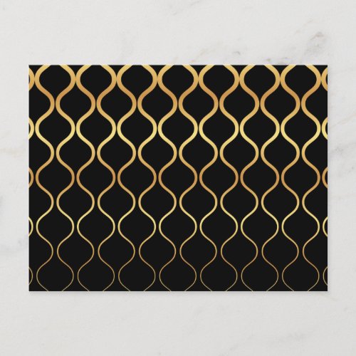 Black gold cool trendy retro abstract design postcard