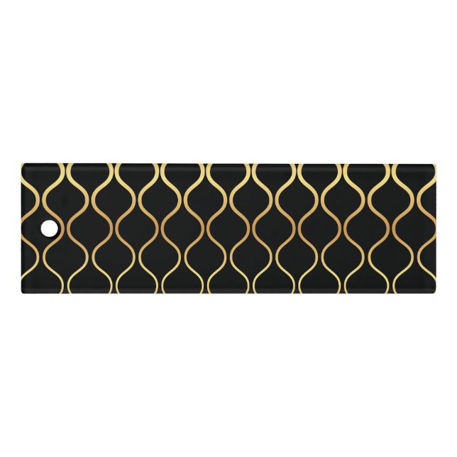 Black, gold, cool, trendy, retro abstract design ruler (Front)