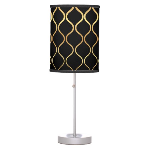 Black gold cool trendy retro abstract design table lamp