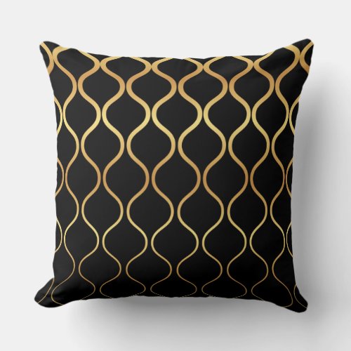 Black gold cool trendy retro abstract design throw pillow