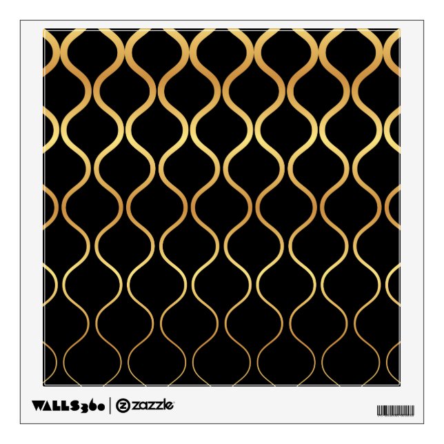 Black, gold, cool, trendy, retro abstract design wall decal (Front)