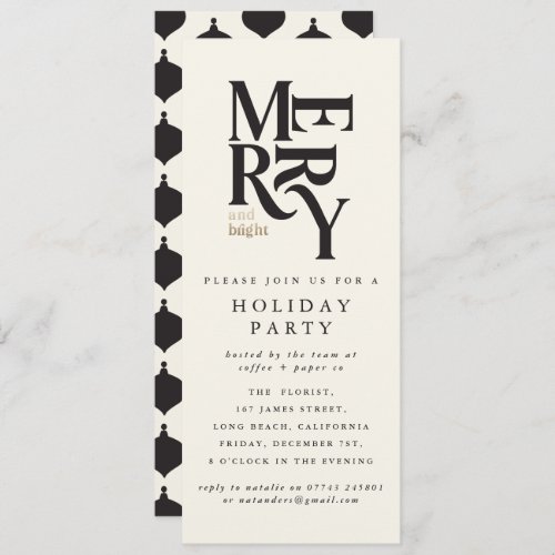 Black  gold corporate Christmas holiday party Invitation
