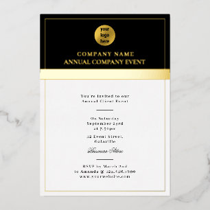 Black Gold Corporate Dinner Business Event Logo Foil Invitation