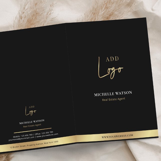 Black & Gold Corporate Logo Business Promotional Pocket Folder (Creator Uploaded)