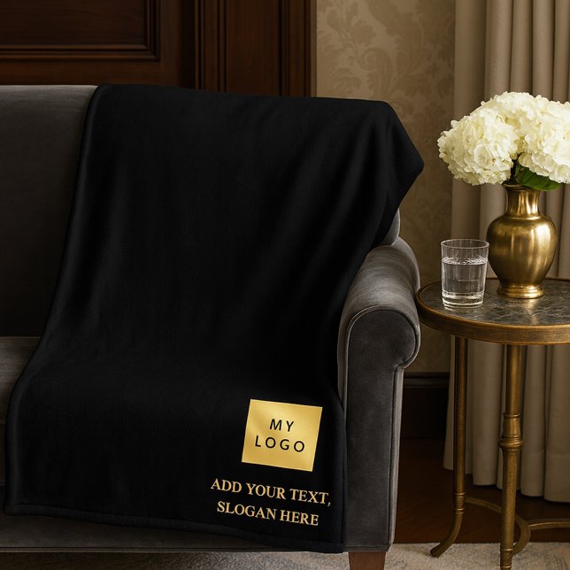 Black gold corporate logo luxury company  fleece blanket (Creator Uploaded)