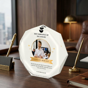 Black & Gold Corporate Logo Photo Employee Recogni Acrylic Award