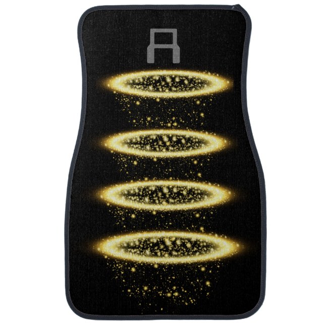 Black Gold Cosmic Rings Personalize Monogram Set  Car Floor Mat (Front)