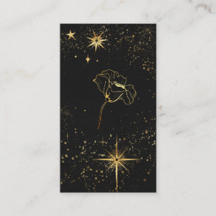 *~* Black Gold Cosmic Stars Mystic Flower Business Card