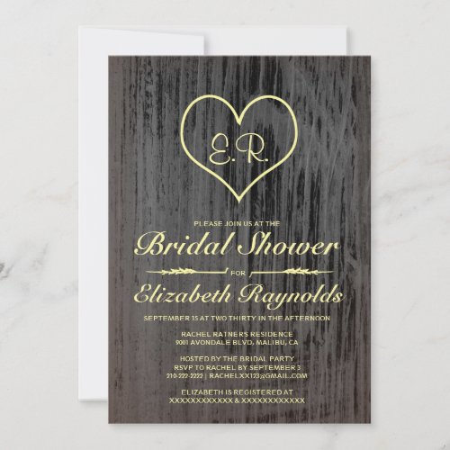 Black &amp; Gold Country Bridal Shower Invitations