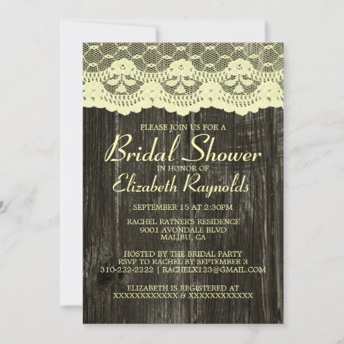 Black &amp; Gold Country Lace Bridal Shower Invitation