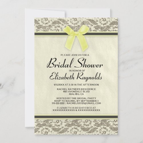 Black Gold Country Lace Bridal Shower Invitations