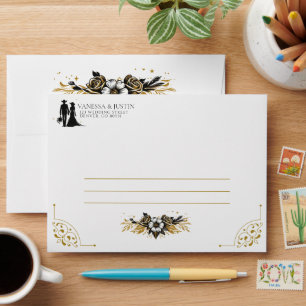 Black & gold Country Wedding Envelope