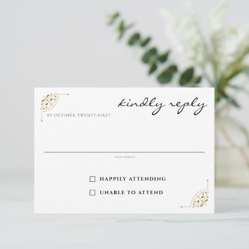 Black  Gold Country Wedding RSVP Card