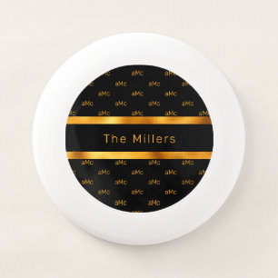 Black gold couple monogram pattern elegant Wham-O frisbee