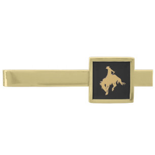 Black Gold Cowboy Bucking Horse Finish Tie Bar