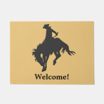 Black Gold Cowboy Bucking Horse Welcome