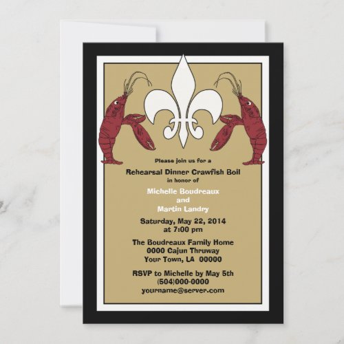 Black Gold Crawfish Boil Event Invitations