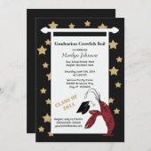 Black Gold Crawfish / Lobster Stars Graduation Invitation (Front/Back)