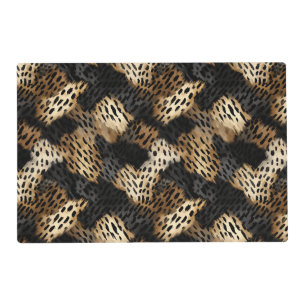 Black Gold Cream Leopard Animal Print Birthday Placemat