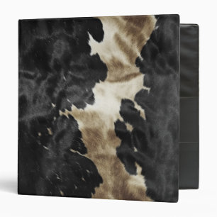 Black Gold Cream Western Cowhide 3 Ring Binder