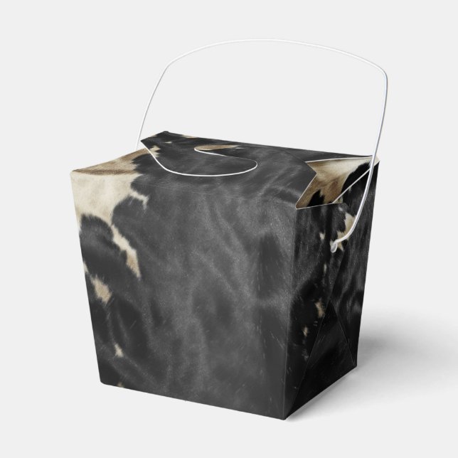 Black Gold Cream Western Cowhide Favor Boxes (Front Side)