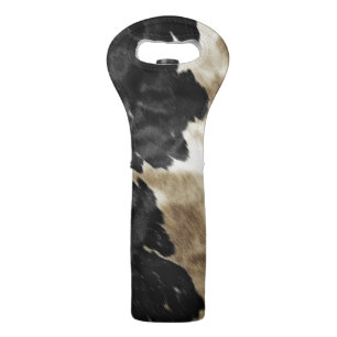 Black Gold Cream Western Cowhide Wine Bag
