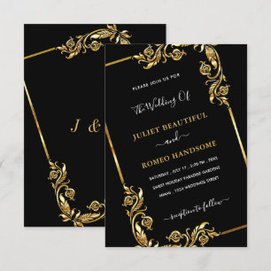 Black Gold Creative Wedding Invitation Template