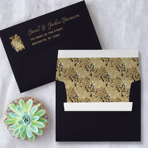 Black Gold Cross & Bible Return Address Religious Envelope