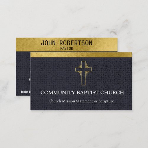 Black Gold Cross Elegant Church Business Cards