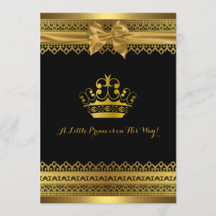 Black & Gold Crown Baby Shower Invitation