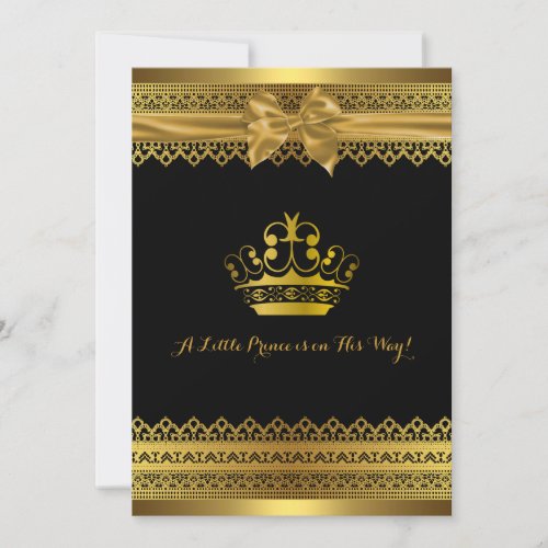 Black  Gold Crown Baby Shower Invitation